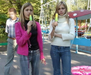 Teen lesbians head to a public park to masterfully their..
