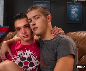 Gay youngster grayson lange and sean ford set bowling..