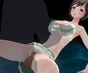 3d Fille dans Vert bikini baise