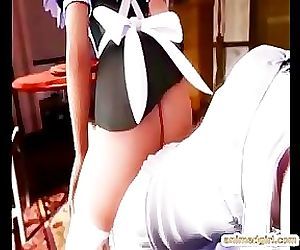 3D hentai shemale gets riding her cock by anime maid