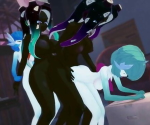Futa Orgy: Gardevoir and Marina have a all out Clone Gangbang