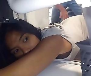 Naughty Asian schoolgirl is stuck under the sink and half-brother punished and fucked by her! Family taboo 14 min..