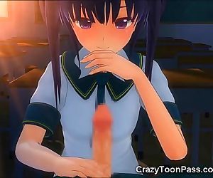 3D Schoolgirl Gets Jizzed Twice!