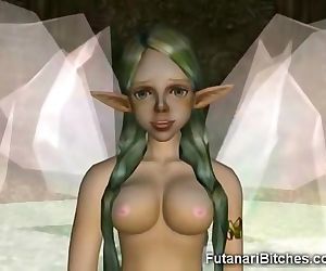 3D Futanari Fairy Shows Her Cum..