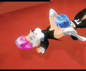 3D HENTAI Rem and Ram from Anime..