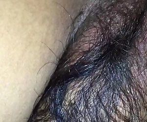 Hairy wife in black bra & tight asshole enjoying doggy style with husband friend - 3 min