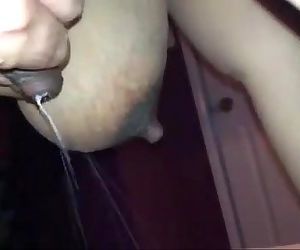 Indian milky mom pressing her boobs and getting more milk - 2 min