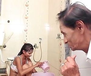 Hot Baby Bathing and sex with Father in law - 13 min