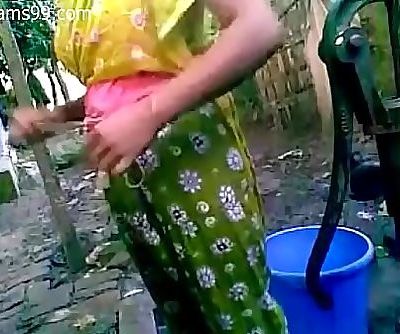 Pretty Young Bangladeshi Deshi Girl with Big Boobs Films Herself Bathing Outdoor Butt Naked 15 min