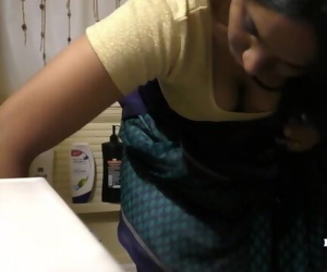 South Indian Maid Cleaning And Showering