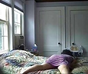 Watch my mom having good time on bed. Hidden cam - 57 sec