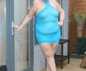 Thick granny hikes up witness through sundress to uncover..