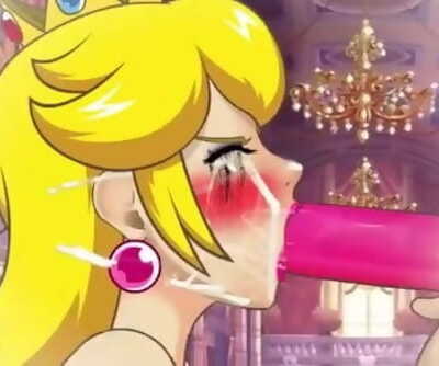Thick titted princess peach gives crazy blow