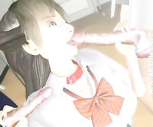 Hot 3d Hentai schoolmeisje geeft titjob