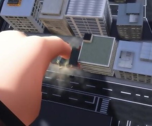 MMD Giantess Toying with a City