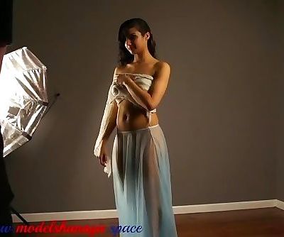 Model Shanaya in sexy semitransparent sundress