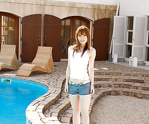 Stunning asian babe Miyu Nakai stripping off her clothes outdoor
