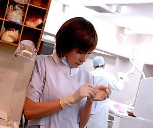 Stunning asian nurse Fuuka Sasaki gives a blowjob and gets bonked