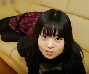 Playful asian schoolgirl Rio Takei getting rid of her clothes