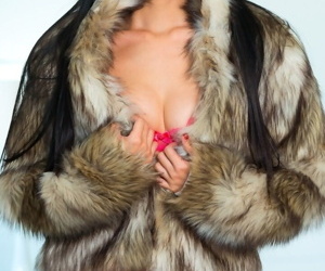 Japanese MILF Marica Hase in fur coat and pink lingerie is so fuckable