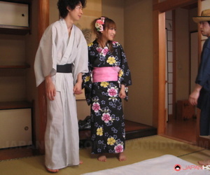 Japanese housewife Eri Hoshikawa got her coochie creampied in a kinky 3some