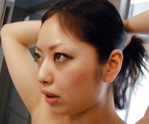 Asian hottie Hinako Muroya taking bath and exposing her svelte curves