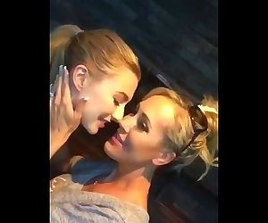 Step Mom kissing daughter while getting ready