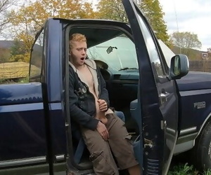 Straight 18 Year old Redneck Cum on Dads old Truck. +moaning