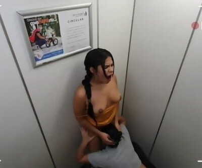 Two Hot Girls Stuck in the Elevator having Public Sex