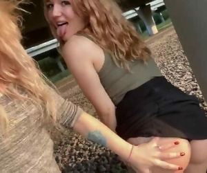 2 Hot Girls Fuck each other in Public Place