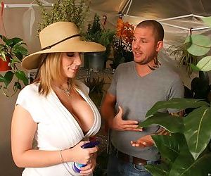 Big boobed florist Sara Jay seduces a man looking for flowers for his fiancee