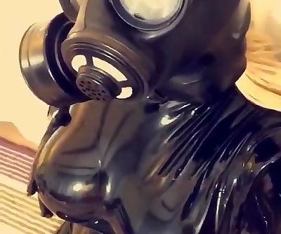 Gas Mask & Latex Catsuit Teasing