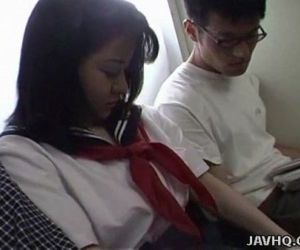Japanese teen in school uniform has threesome Uncensored -..