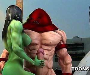 3D Toon Mutant Babe Gets Fucked Hard Outdoors - 5 min
