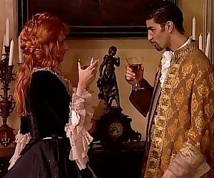 Redhead noblewoman banged in historical dress