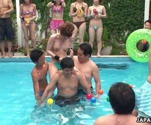Skinny ass Asian sluts are having fun by the pool - 8 min HD