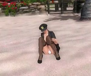 Dead or alive 5 Ayane hot teen in police uniform sexy miniskirt upskirt !