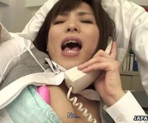 Sasaki the office worker stimulated during her business call - 57 sec