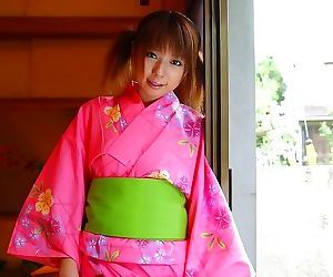 Japanese miyu posing in kimono shows ass and pussy - part..