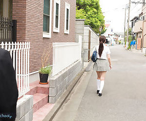 Japanese schoolgirl takes off her uniform and has sex with..