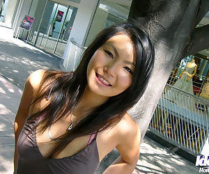 Smiley asian cutie flashing her tempting breast with sweet..