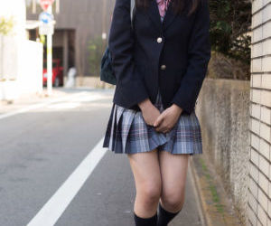 Super horny Asian schoolgirl hikes her uniform to use two..