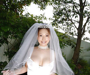 Big busted asian bride Ai Sayama stripping off her clothes