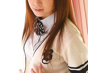 Japanese emiru momose schoolgirl poses showin tits - part..