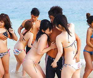 Sexy asian models fucked hard for cash in beach orgy -..