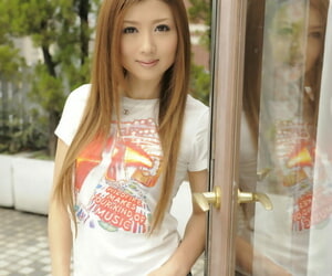 Adorable Japanese model with red hair Uta Kohaku strips to..