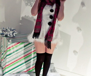 Hot redhead Japanese Sydney Mai in Christmas costume..