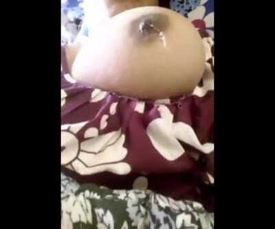 Horny desi aunty pressing thick tits