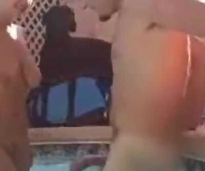 Amateur Duo Messing By The Pool