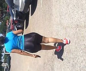 Mature Latina With MEGA Booty in Shiny Spandex Shorts - 1 min 34 sec